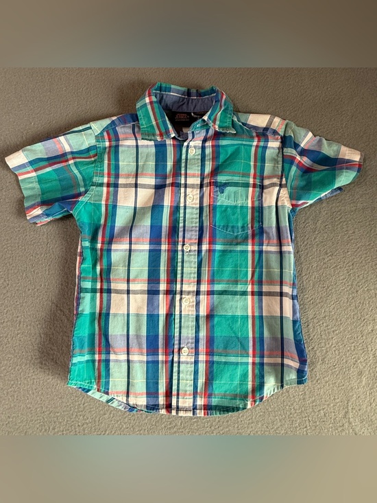 Wrangler Other - Wrangler Short-Sleeve Plaid Button-Down Shirt - Teal, Blue, White